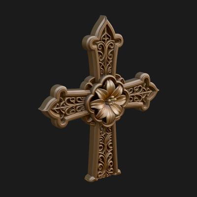 Carved Relief Wall Cross Design 208 3D Print Model