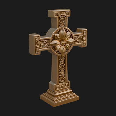 Carved Relief Wall Cross Design 209 3D Print Model
