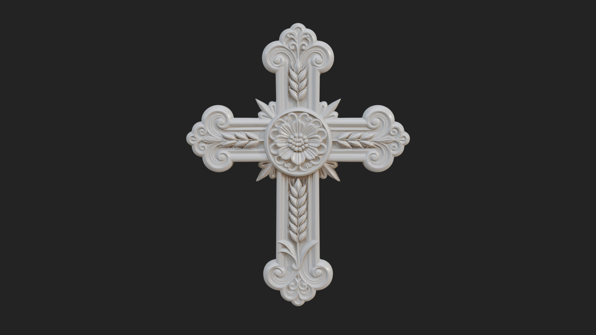 Carved Relief Wall Cross Design 21 3D Print Model 3D Model