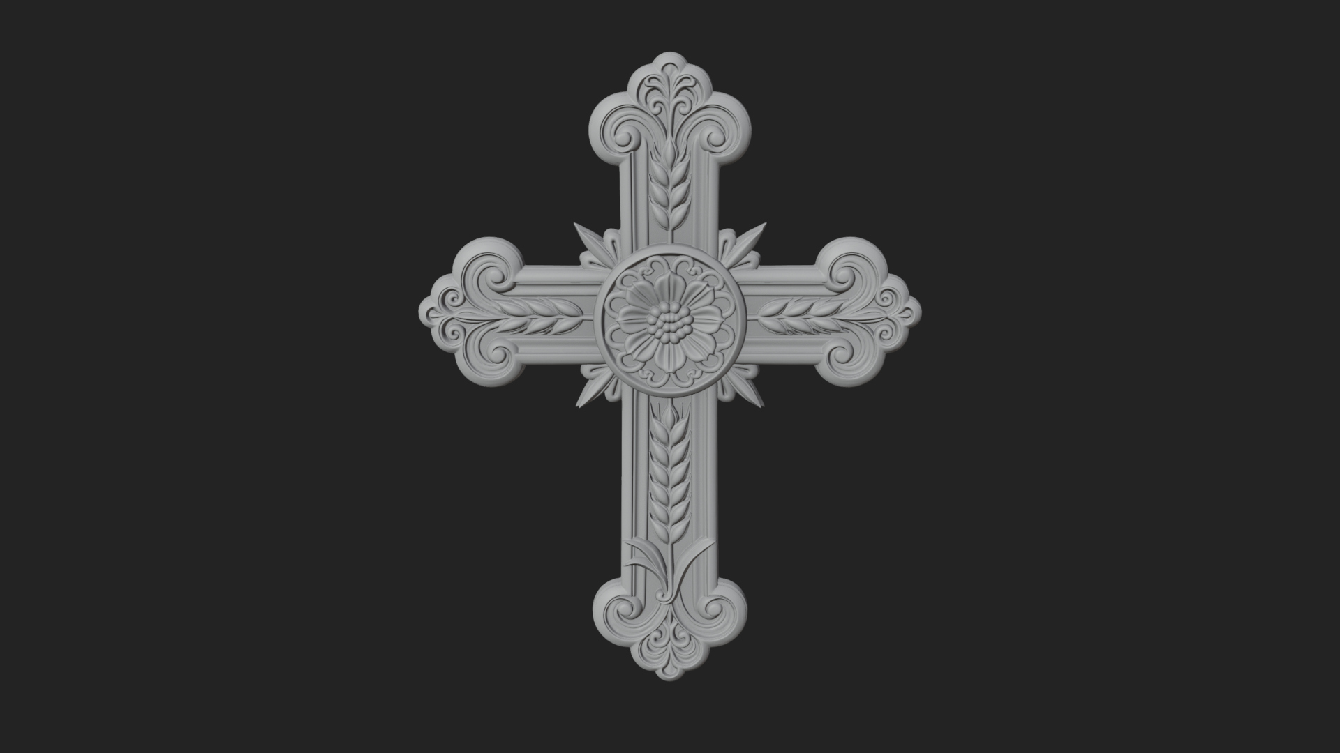 Carved Relief Wall Cross Design 21 3D Print Model 3D Model