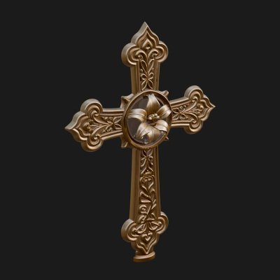 Carved Relief Wall Cross Design 210 3D Print Model