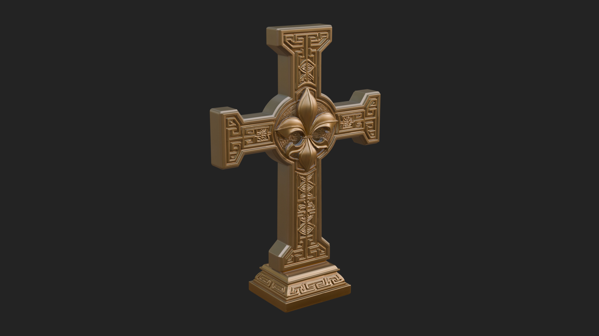 Carved Relief Wall Cross Design 211 3D Print Model 3D Model