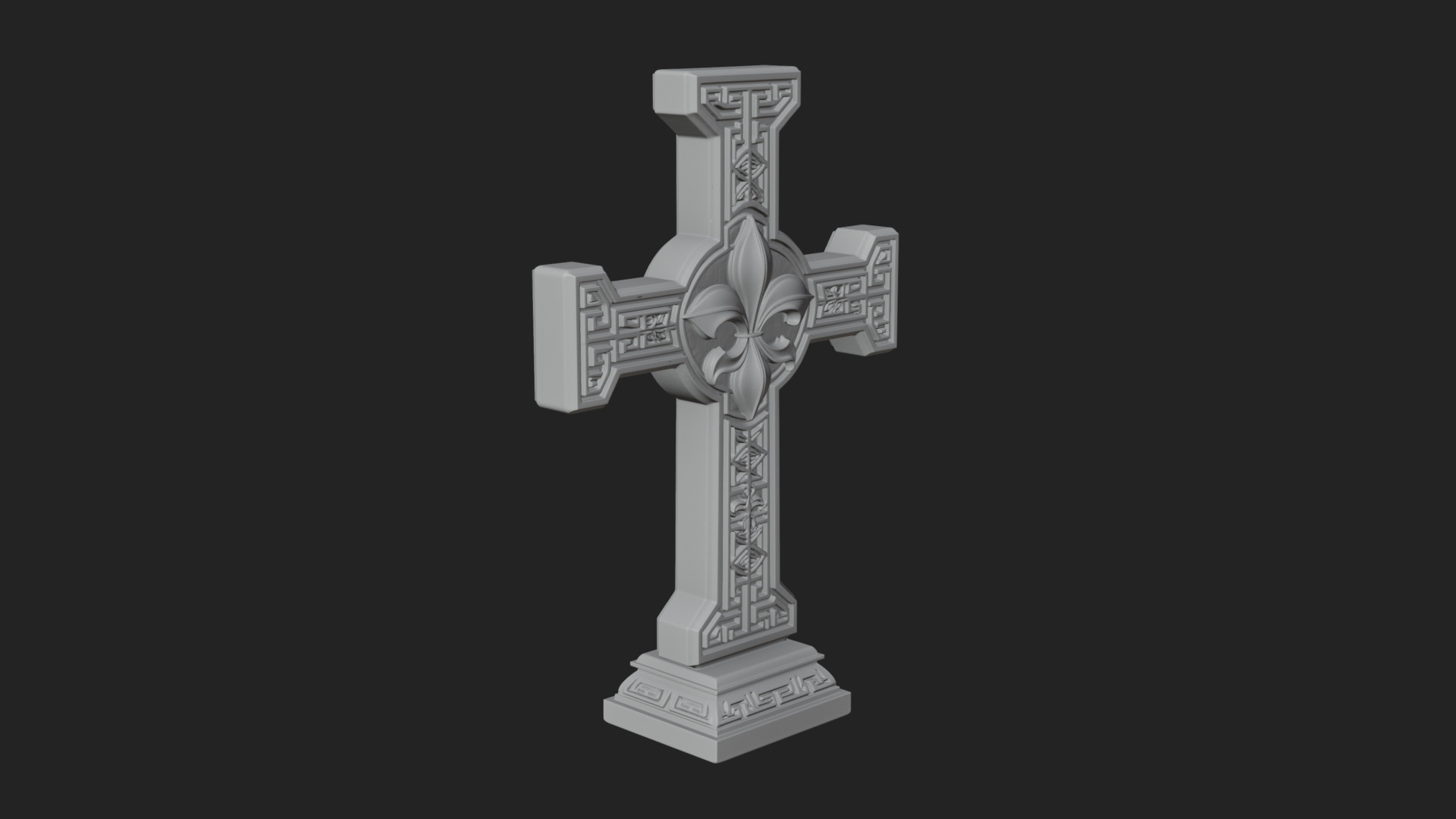 Carved Relief Wall Cross Design 211 3D Print Model 3D Model