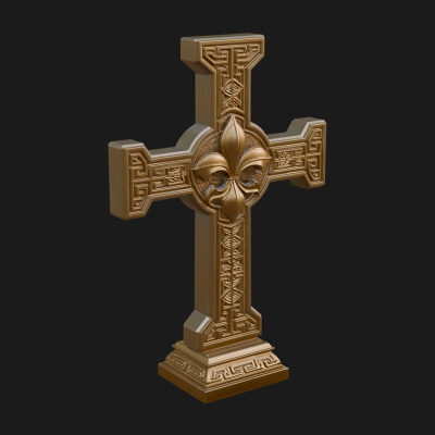 Carved Relief Wall Cross Design 211 3D Print Model