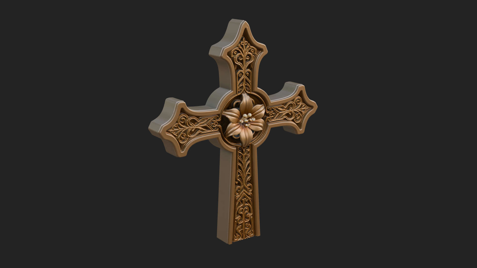 Carved Relief Wall Cross Design 212 3D Print Model 3D Model