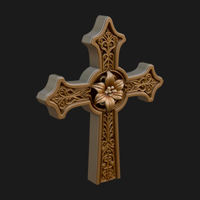 Carved Relief Wall Cross Design 212 3D Print Model
