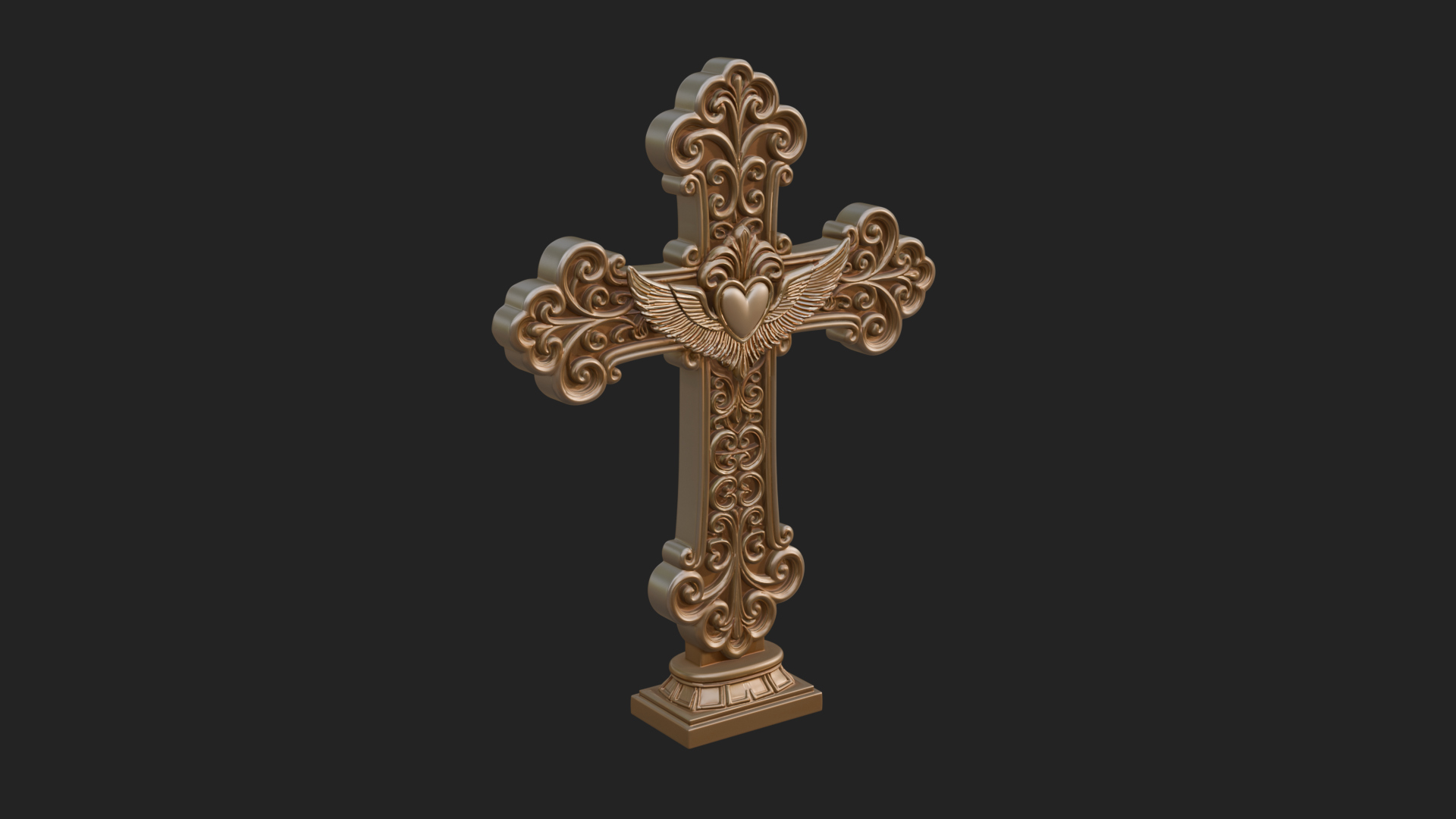 Carved Relief Wall Cross Design 213 3D Print Model 3D Model