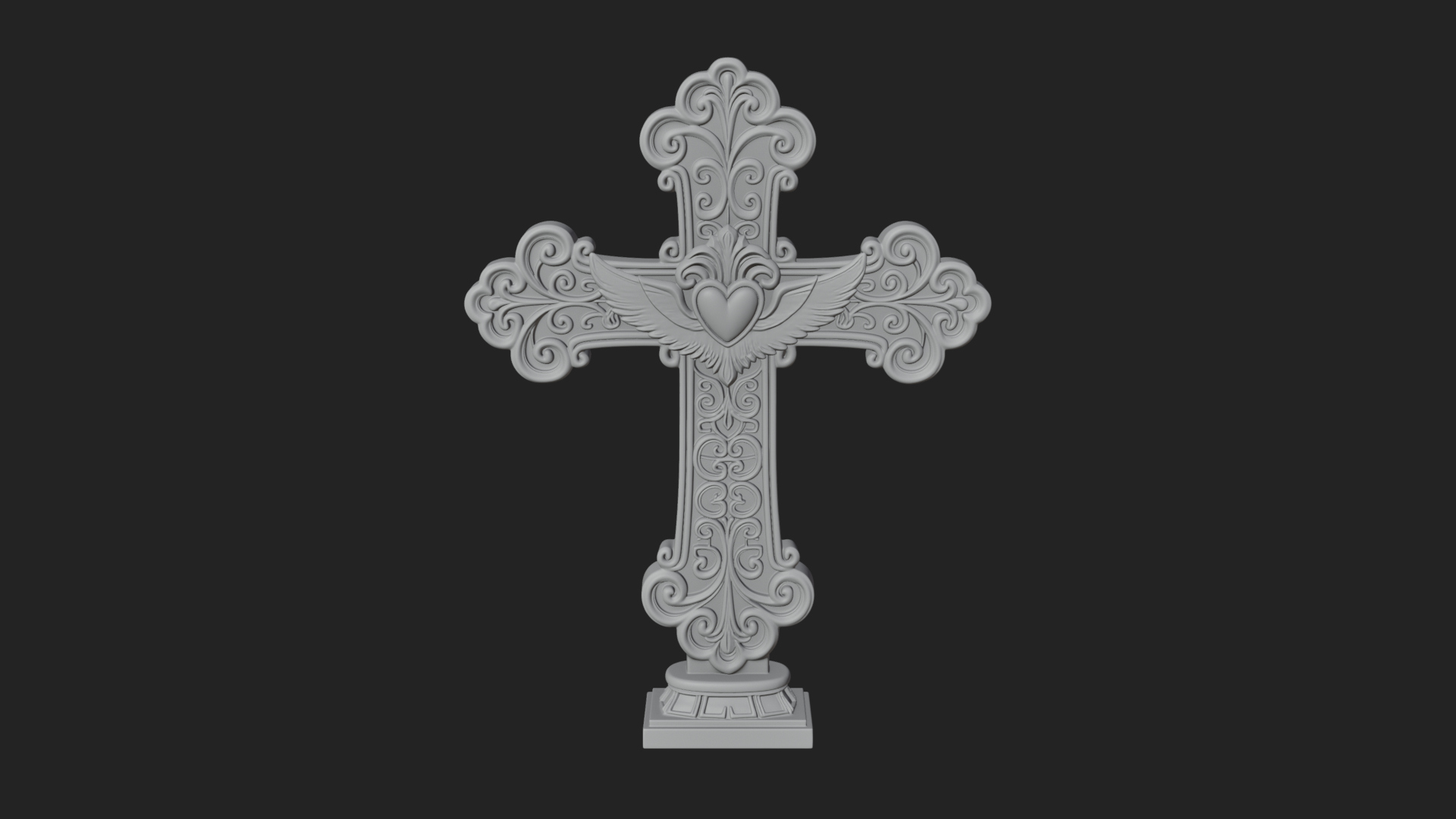 Carved Relief Wall Cross Design 213 3D Print Model 3D Model