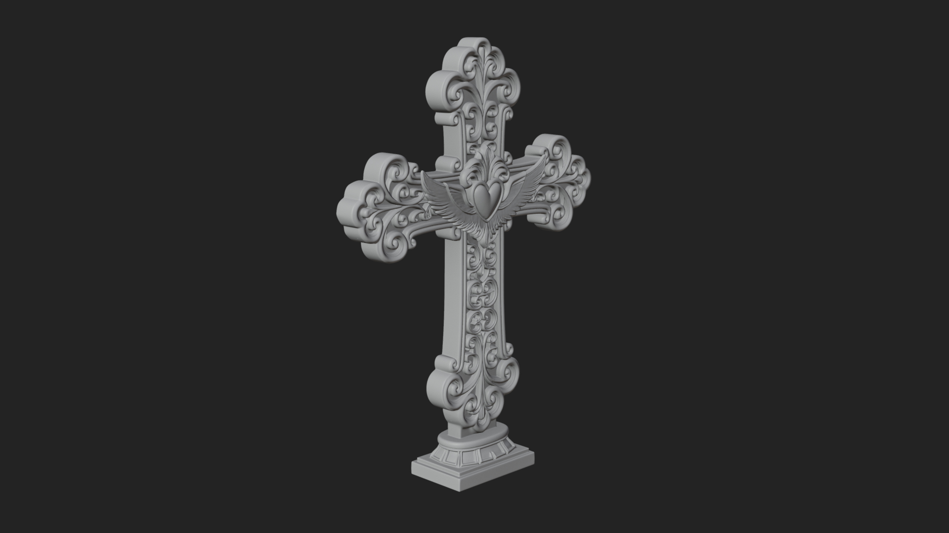 Carved Relief Wall Cross Design 213 3D Print Model 3D Model