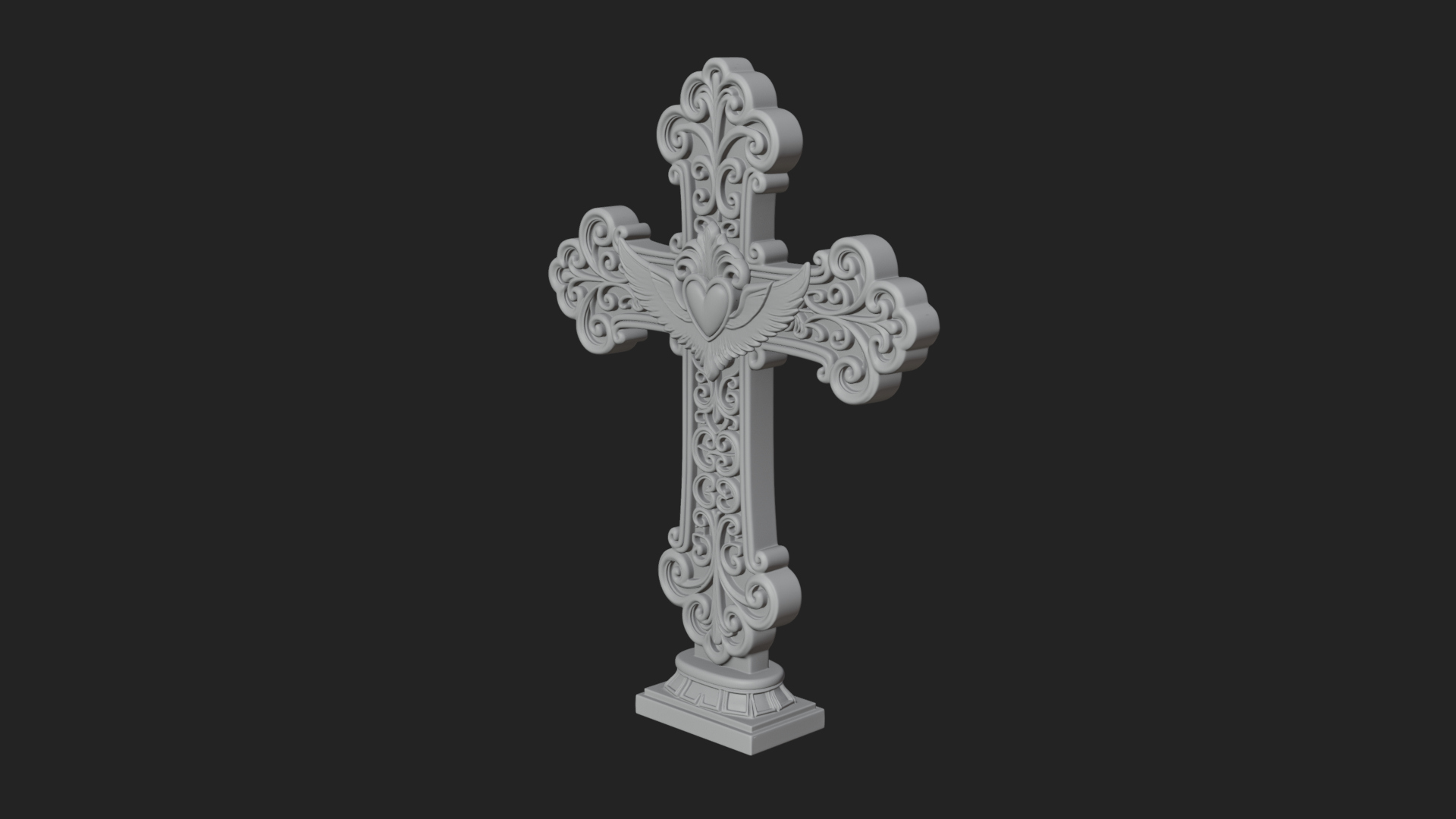 Carved Relief Wall Cross Design 213 3D Print Model 3D Model