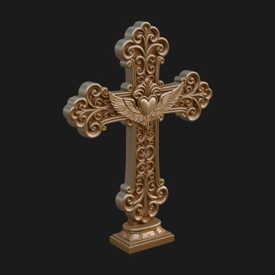 Carved Relief Wall Cross Design 213 3D Print Model