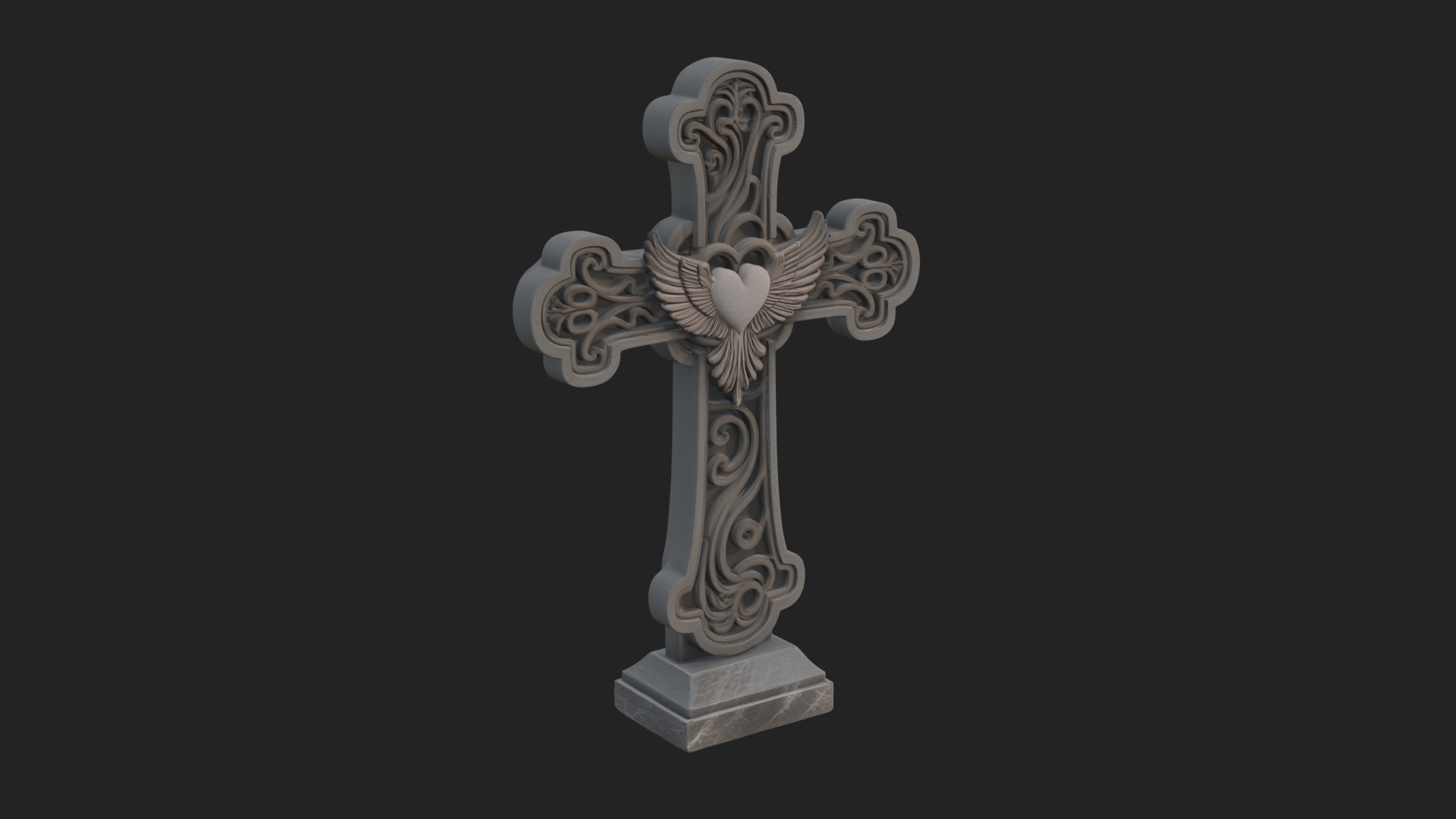 Carved Relief Wall Cross Design 214 3D Print Model 3D Model