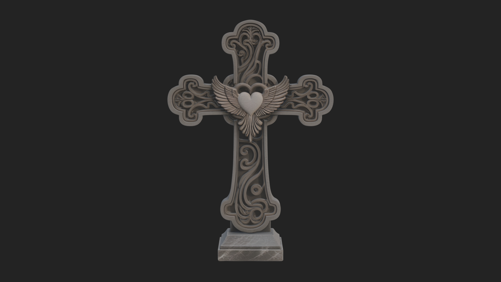 Carved Relief Wall Cross Design 214 3D Print Model 3D Model
