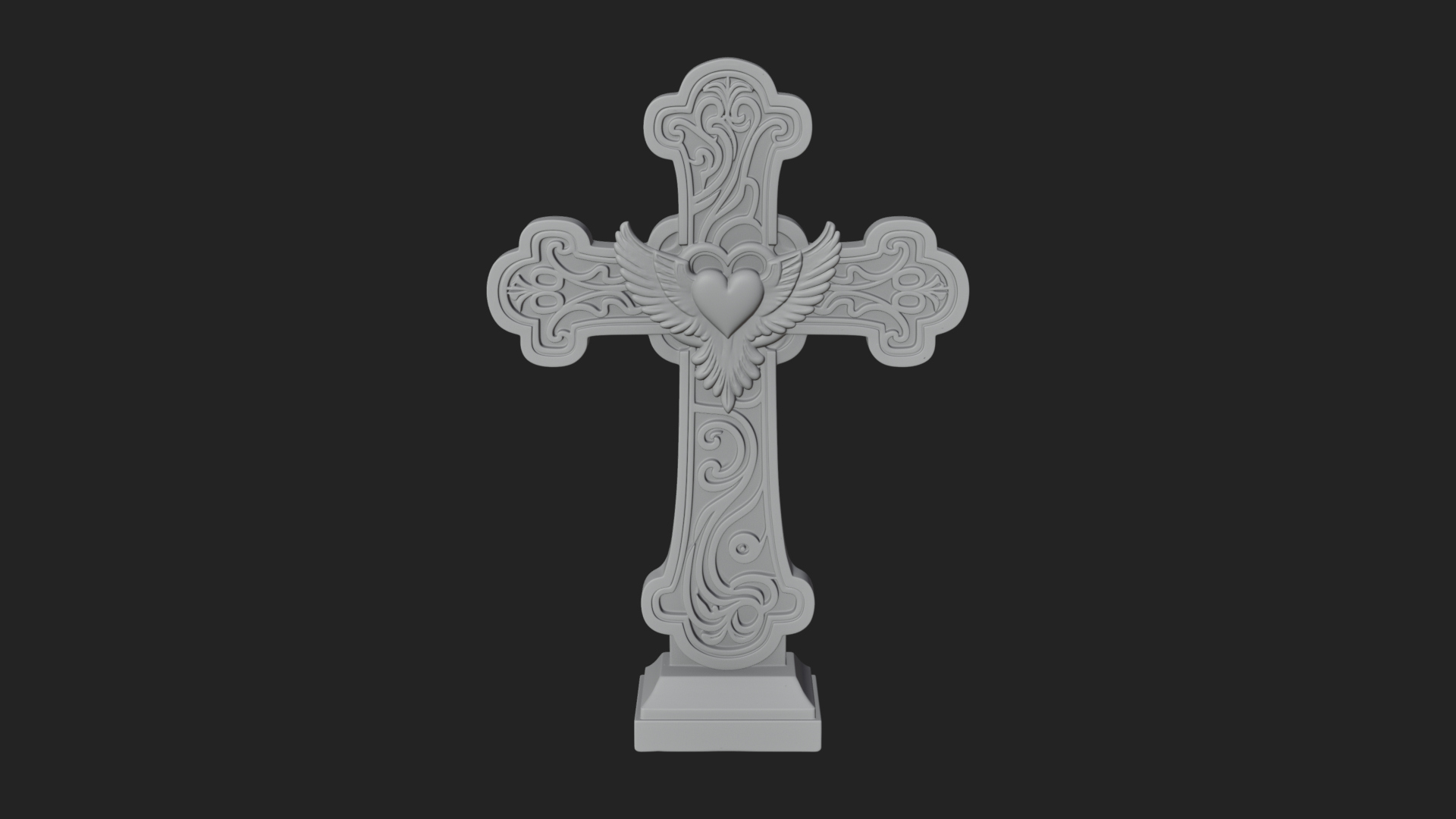 Carved Relief Wall Cross Design 214 3D Print Model 3D Model