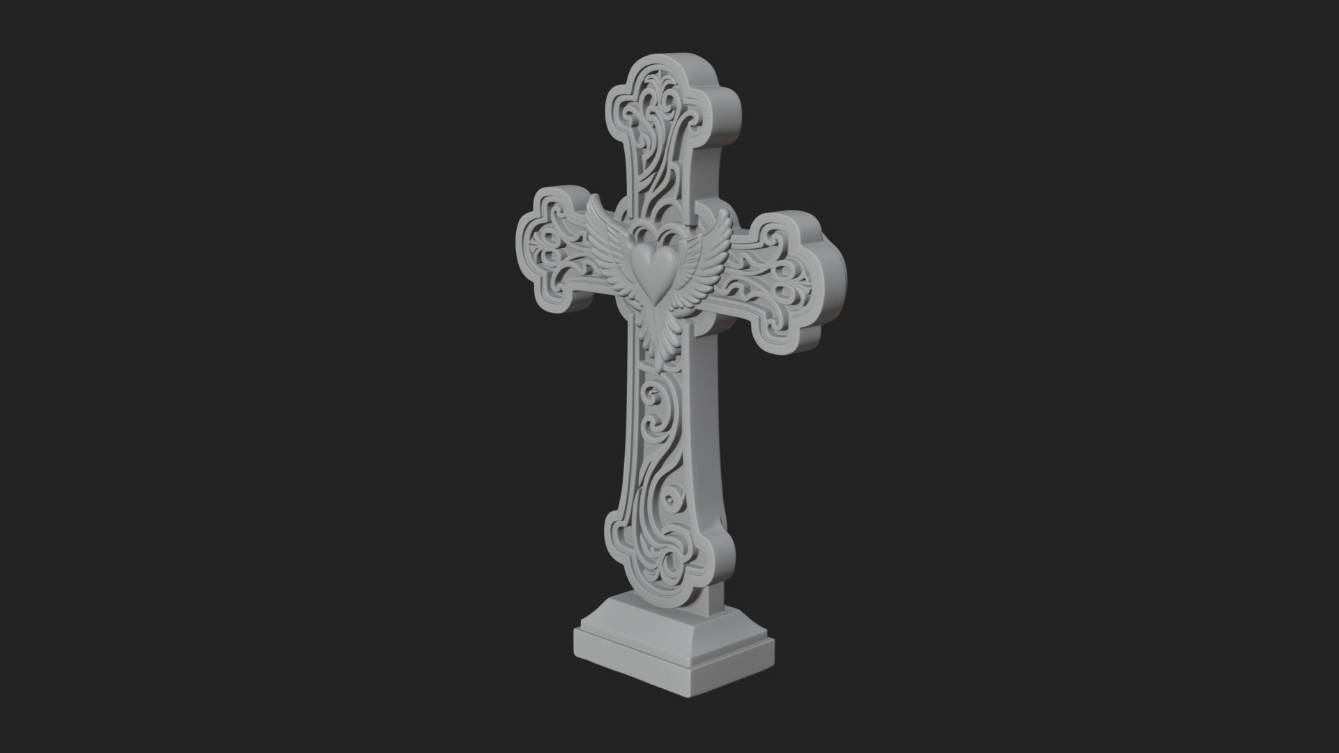 Carved Relief Wall Cross Design 214 3D Print Model 3D Model