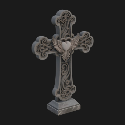 Carved Relief Wall Cross Design 214 3D Print Model
