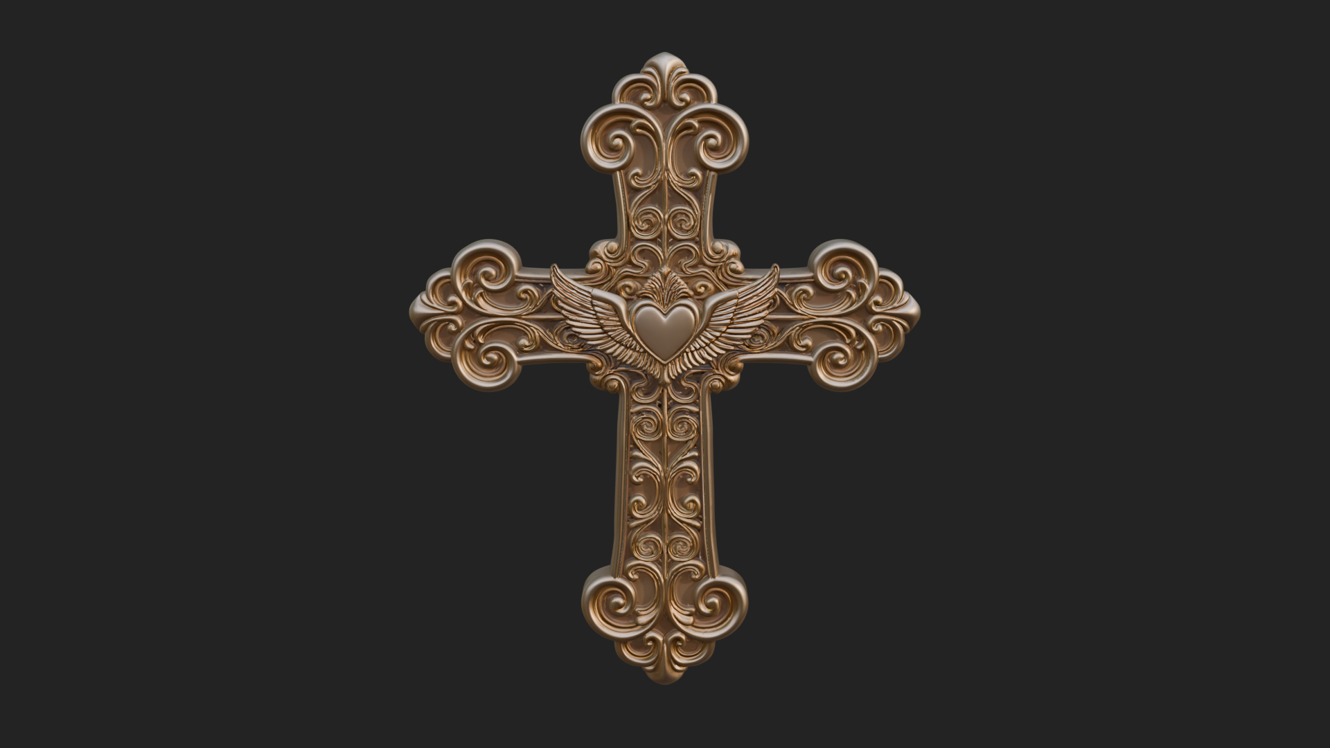 Carved Relief Wall Cross Design 216 3D Print Model 3D Model