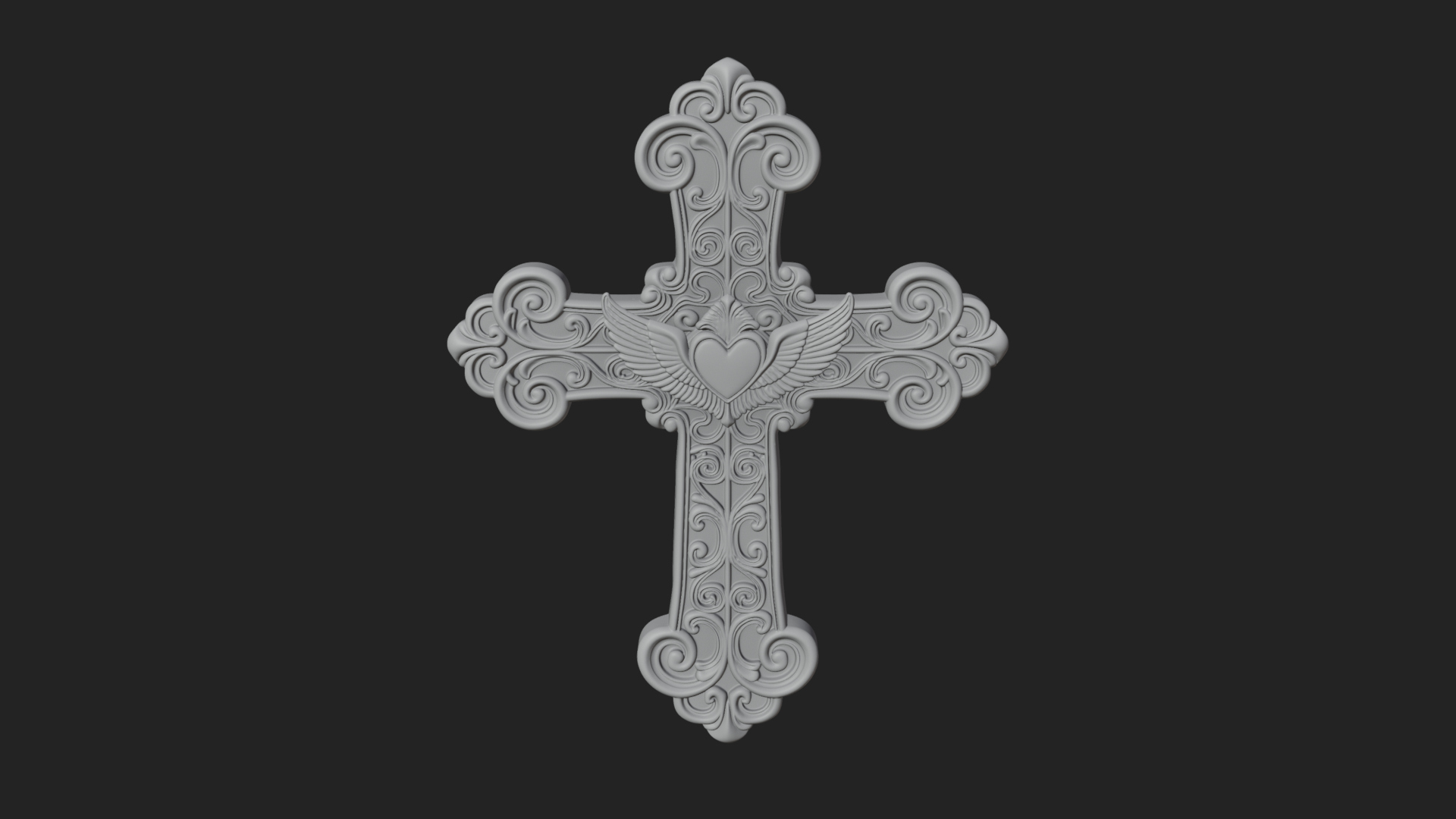Carved Relief Wall Cross Design 216 3D Print Model 3D Model