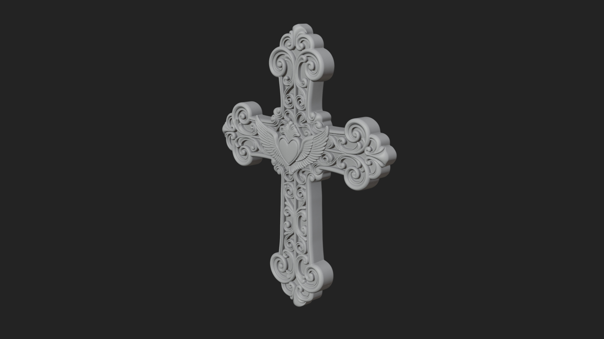 Carved Relief Wall Cross Design 216 3D Print Model 3D Model