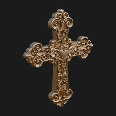 Carved Relief Wall Cross Design 216 3D Print Model