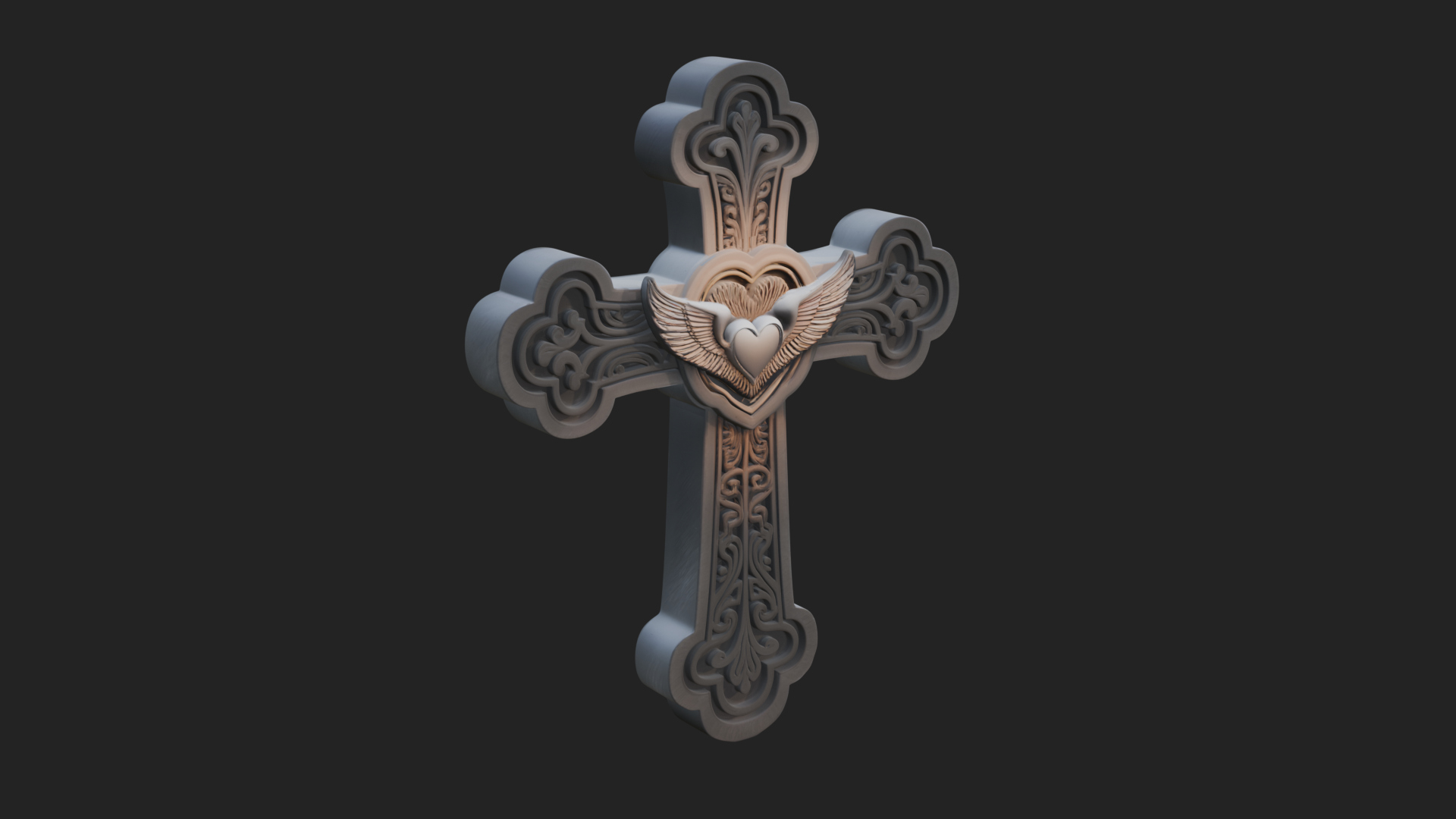 Carved Relief Wall Cross Design 217 3D Print Model 3D Model