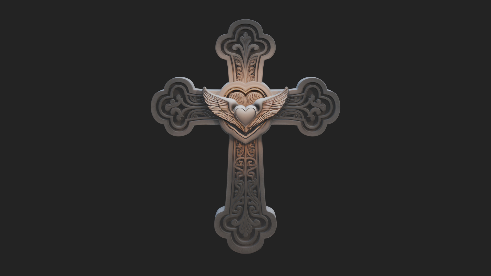 Carved Relief Wall Cross Design 217 3D Print Model 3D Model