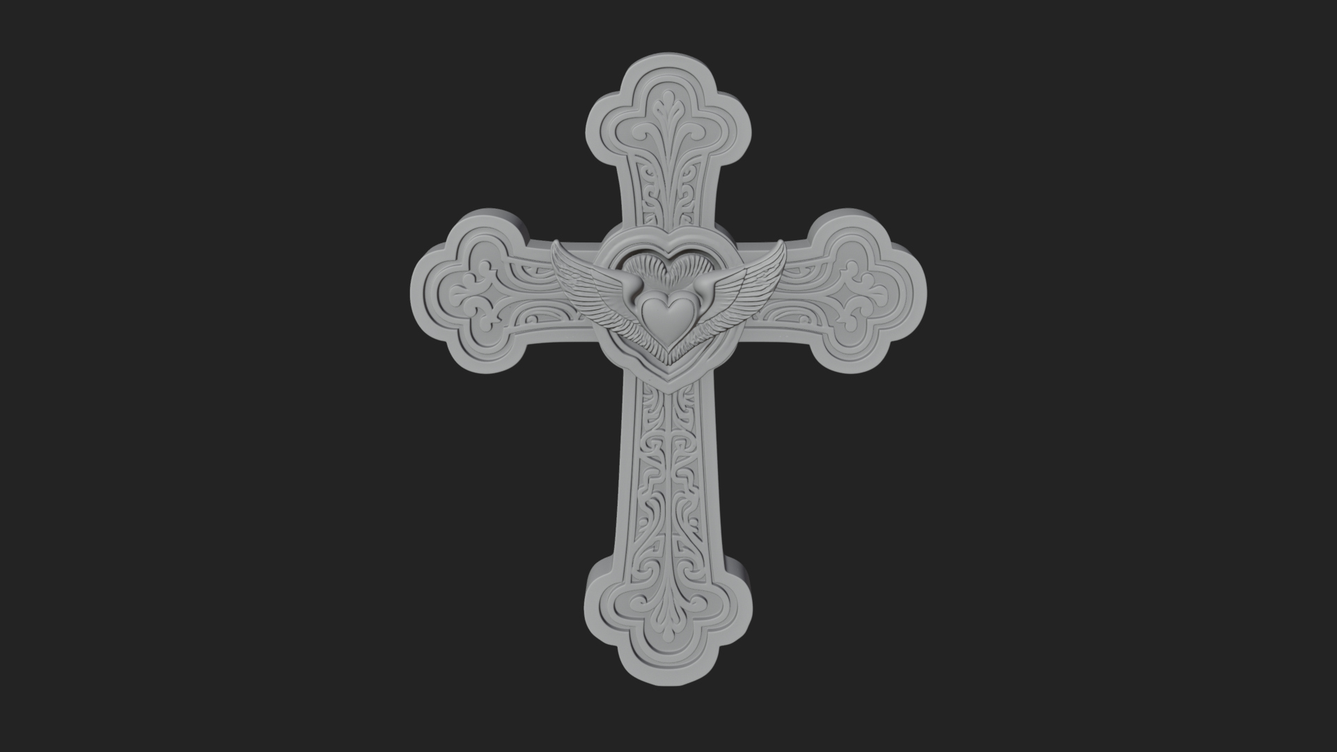 Carved Relief Wall Cross Design 217 3D Print Model 3D Model