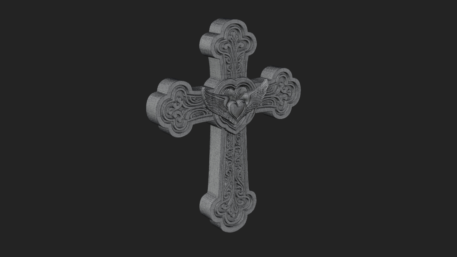 Carved Relief Wall Cross Design 217 3D Print Model 3D Model