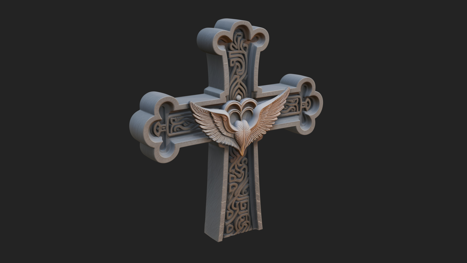 Carved Relief Wall Cross Design 219 3D Print Model 3D Model