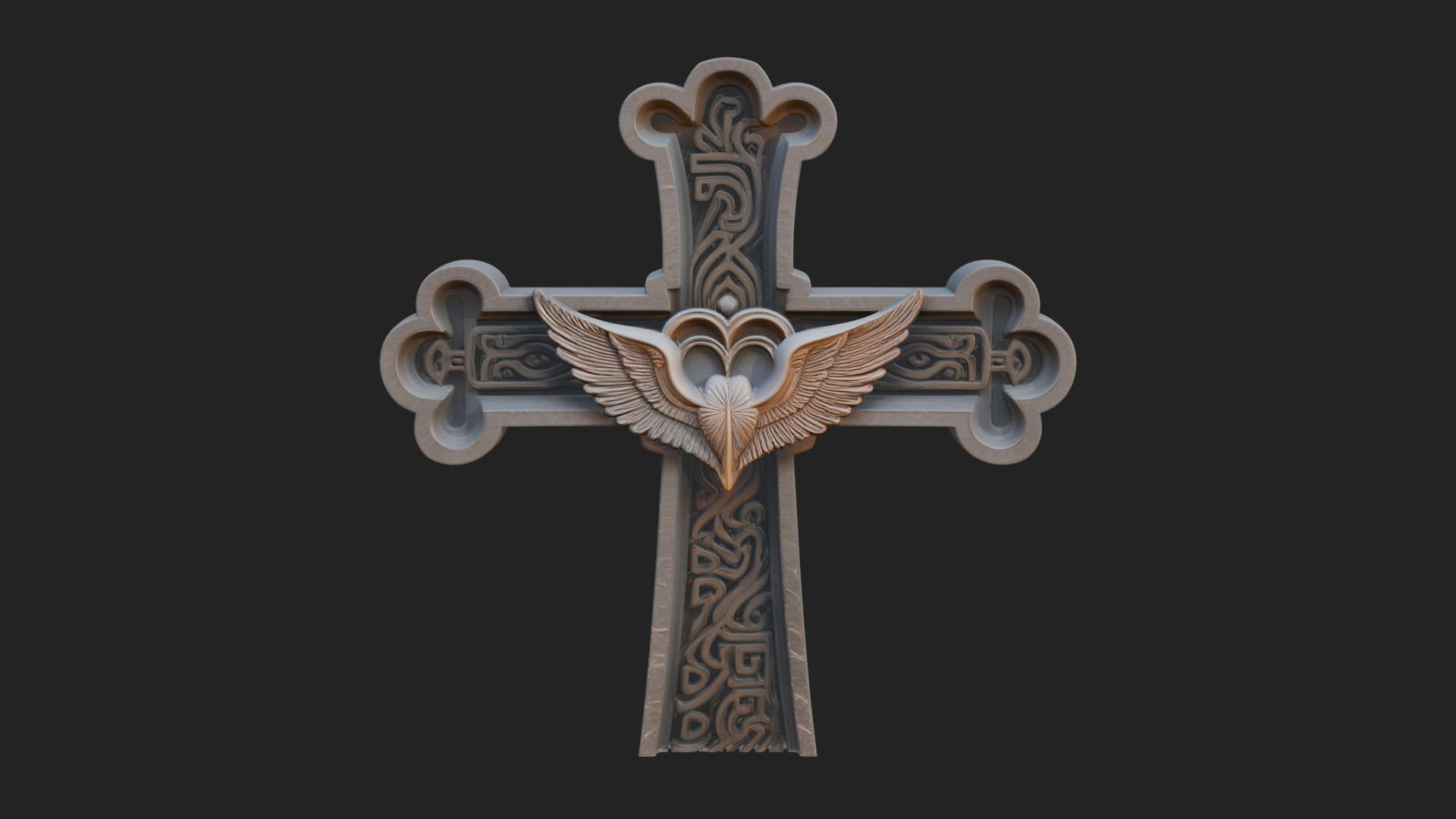 Carved Relief Wall Cross Design 219 3D Print Model 3D Model