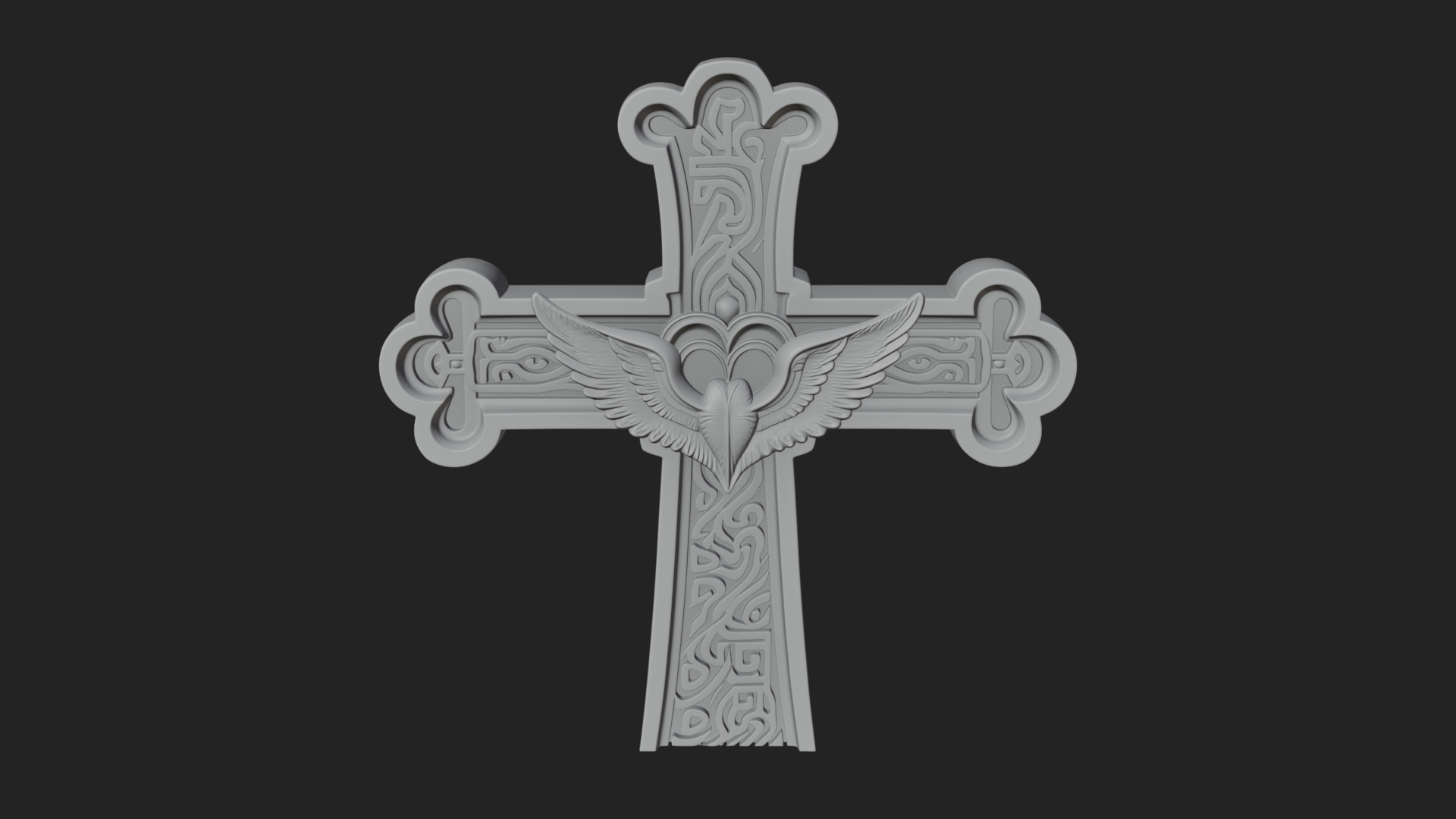 Carved Relief Wall Cross Design 219 3D Print Model 3D Model