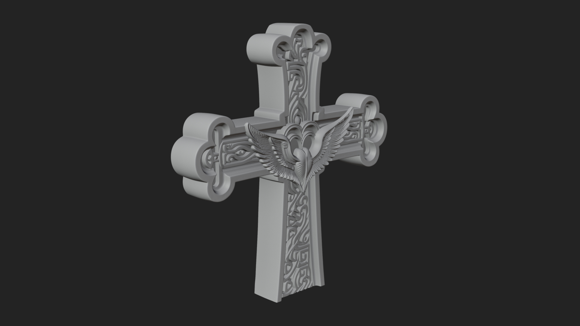 Carved Relief Wall Cross Design 219 3D Print Model 3D Model