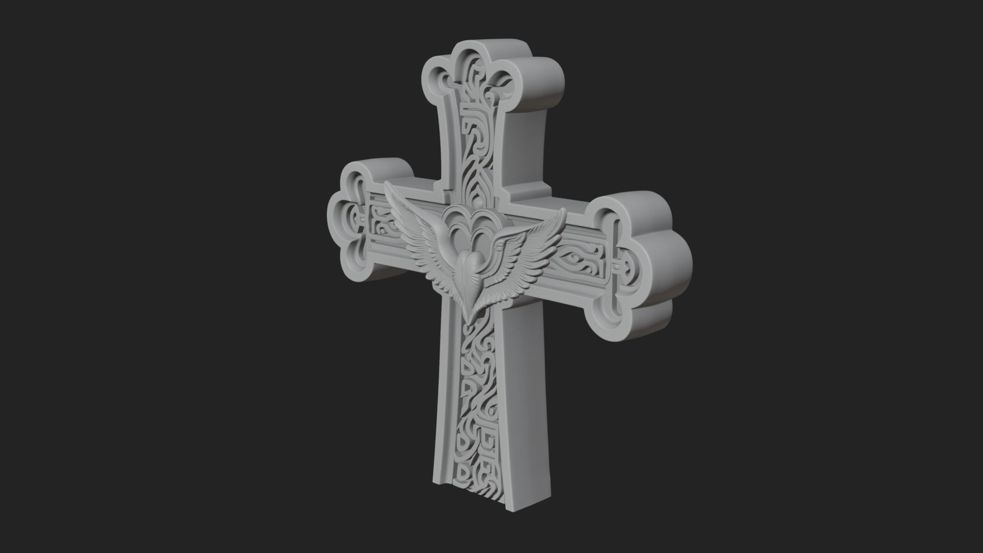 Carved Relief Wall Cross Design 219 3D Print Model 3D Model