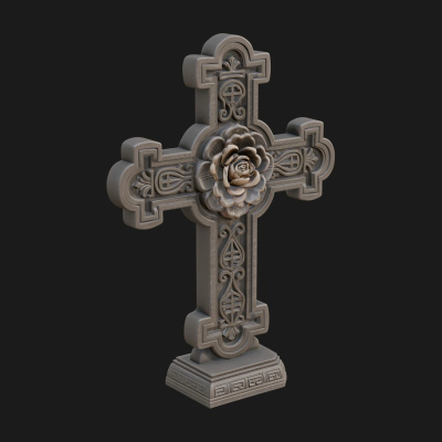 Carved Relief Wall Cross Design 22 3D Print Model