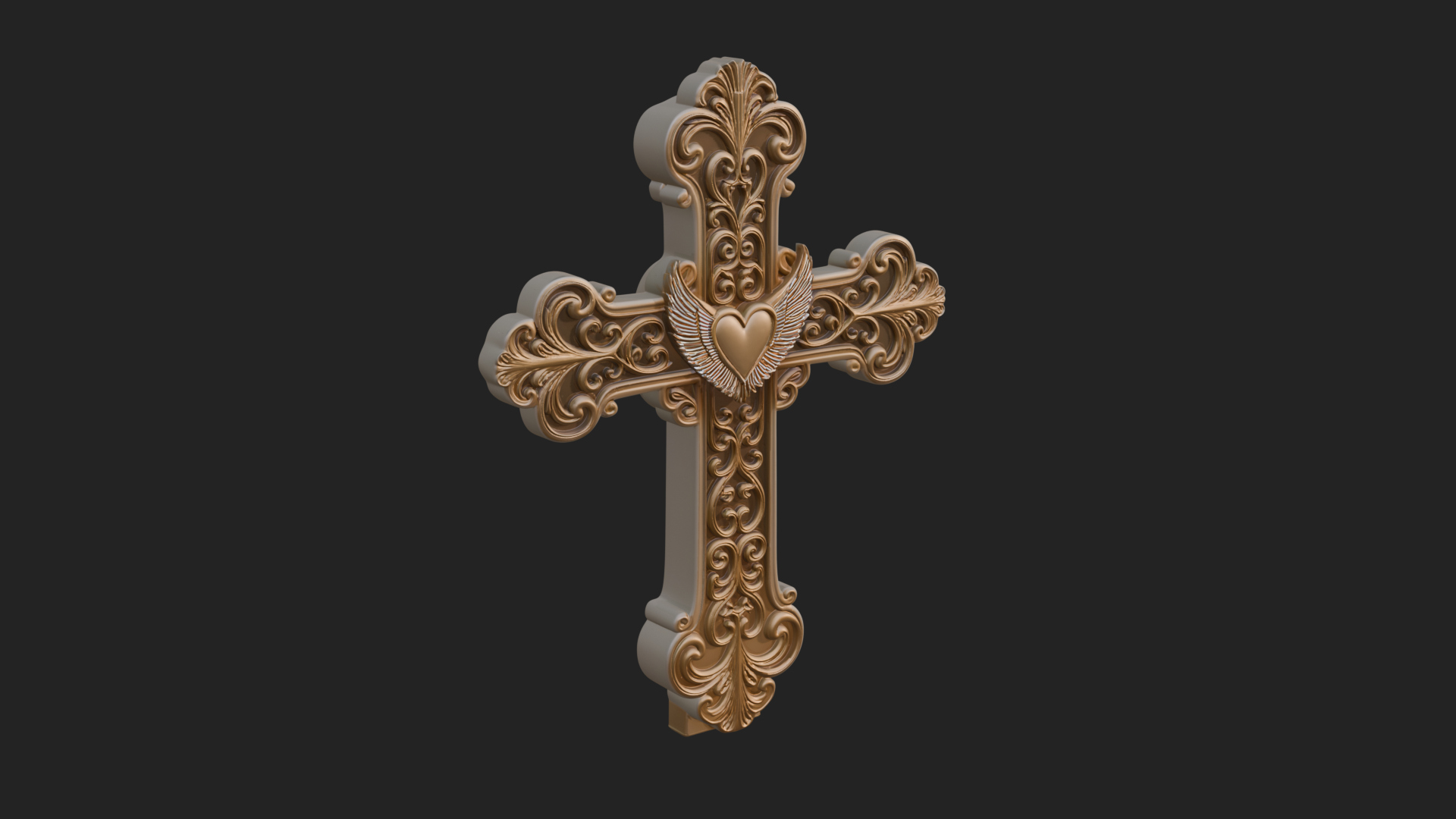 Carved Relief Wall Cross Design 221 3D Print Model 3D Model