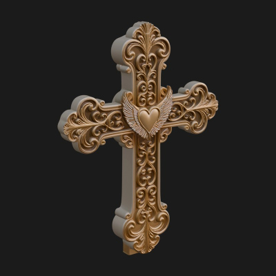Carved Relief Wall Cross Design 221 3D Print Model
