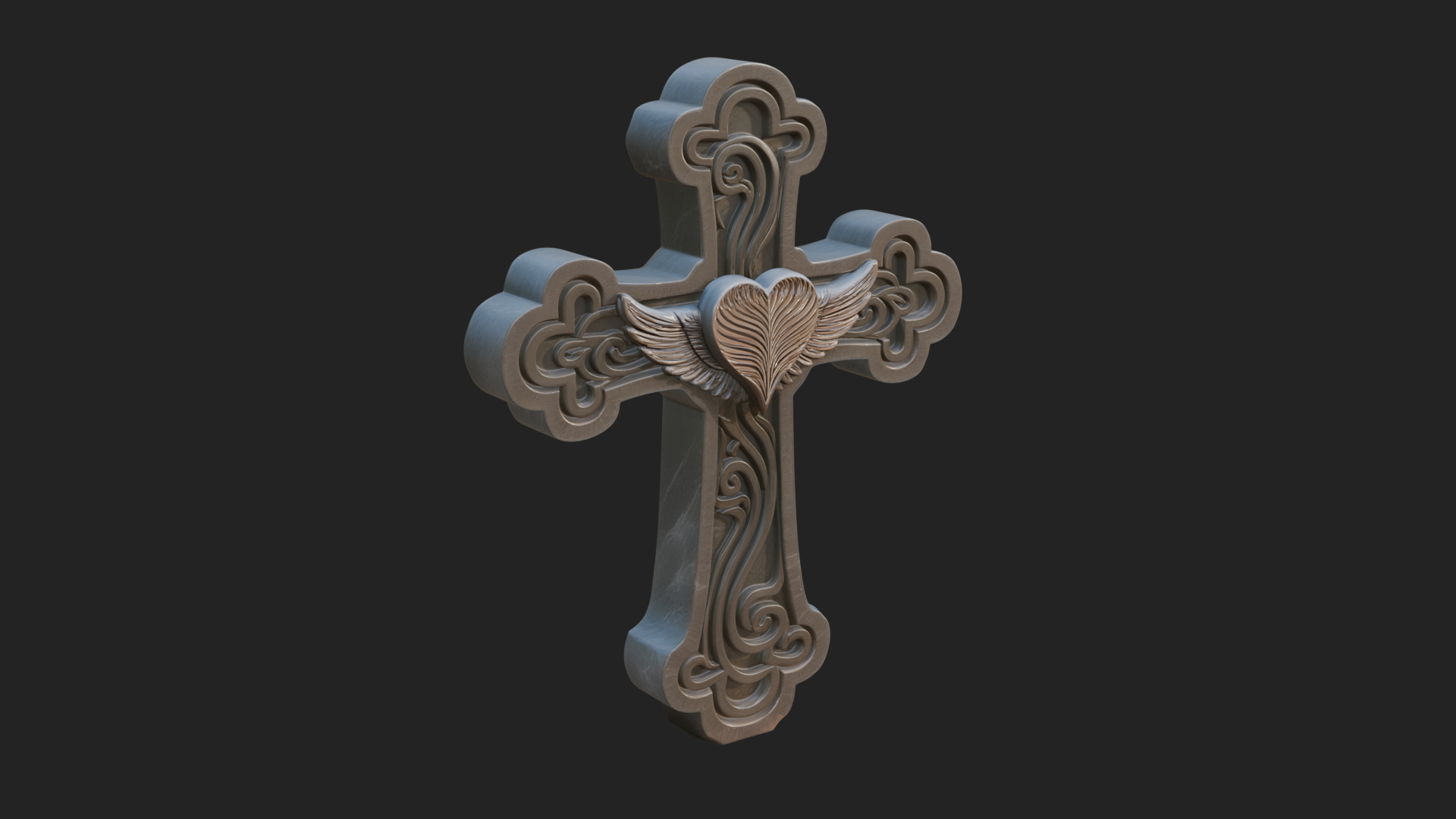Carved Relief Wall Cross Design 222 3D Print Model 3D Model