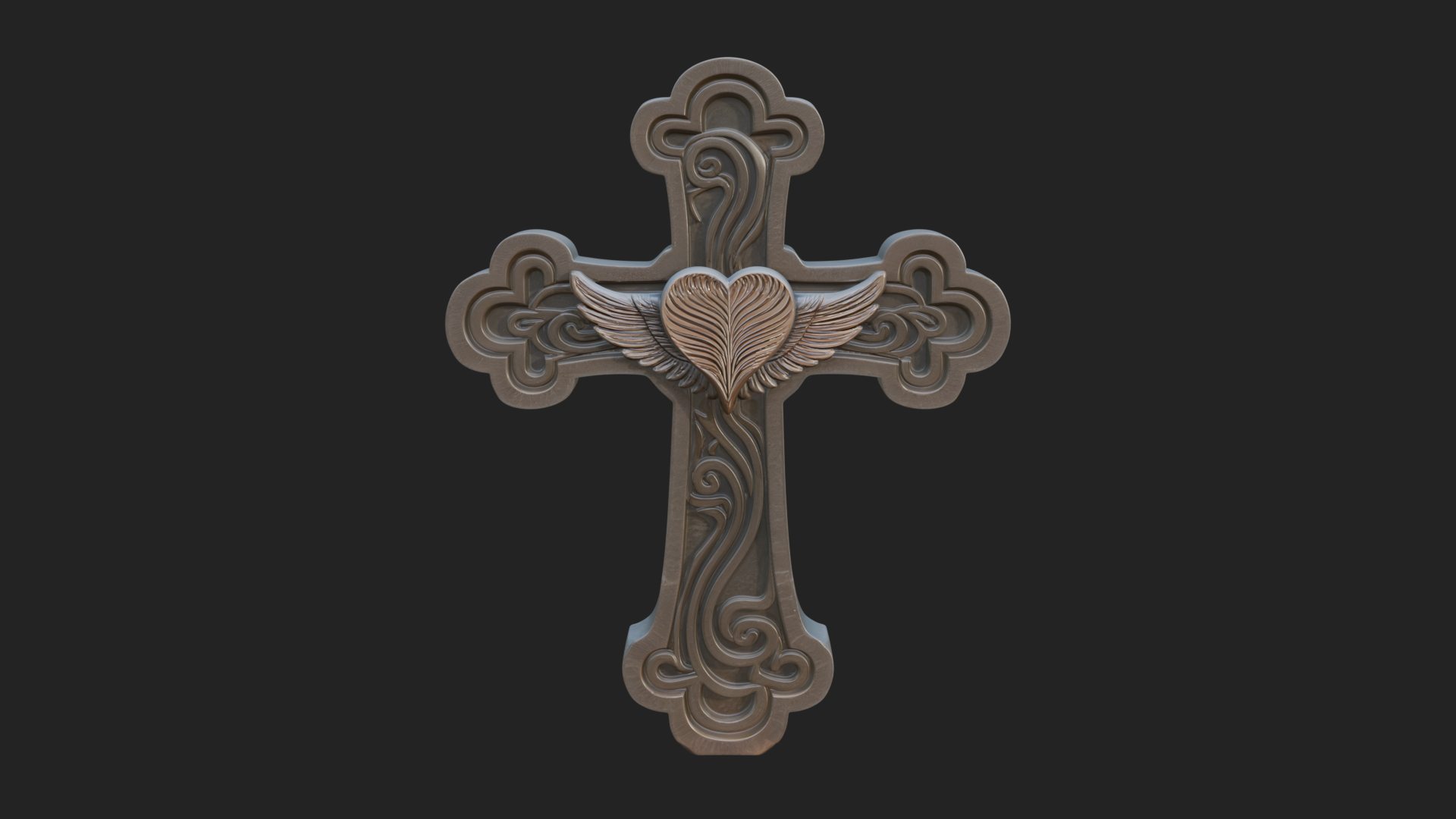 Carved Relief Wall Cross Design 222 3D Print Model 3D Model