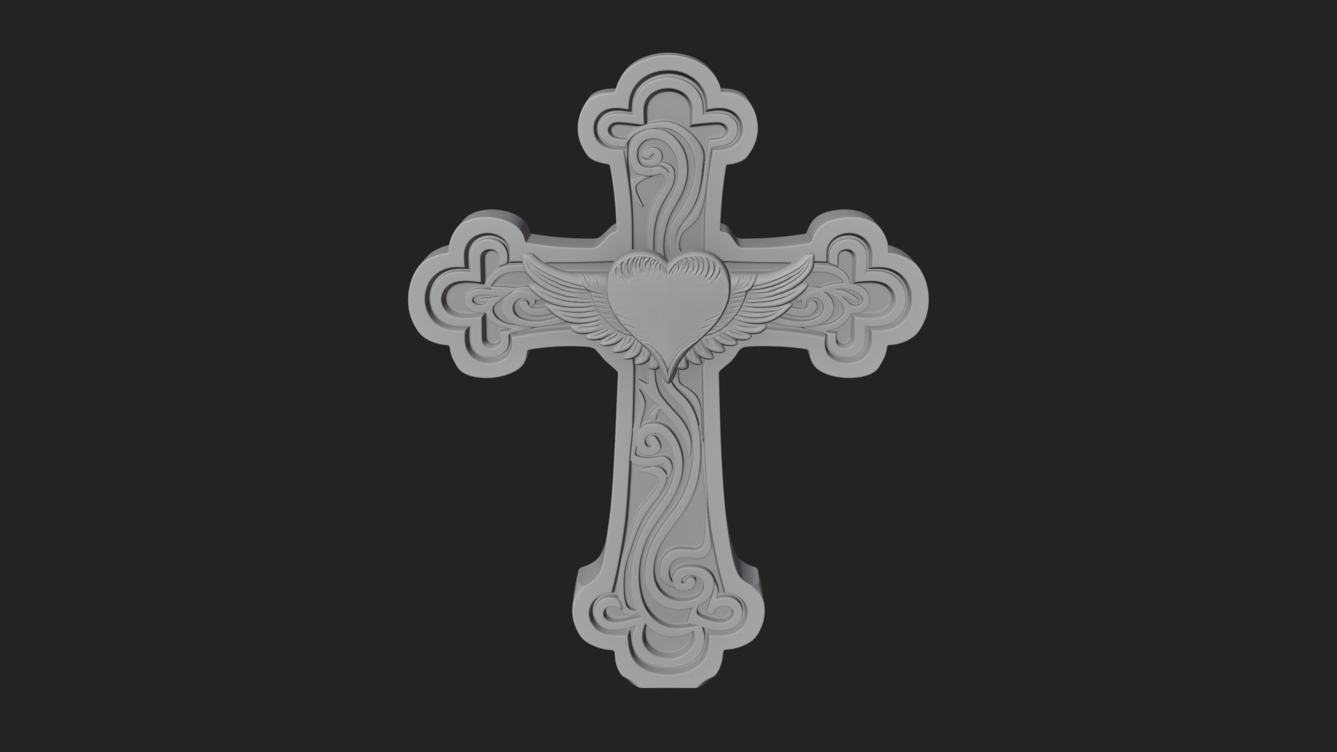 Carved Relief Wall Cross Design 222 3D Print Model 3D Model