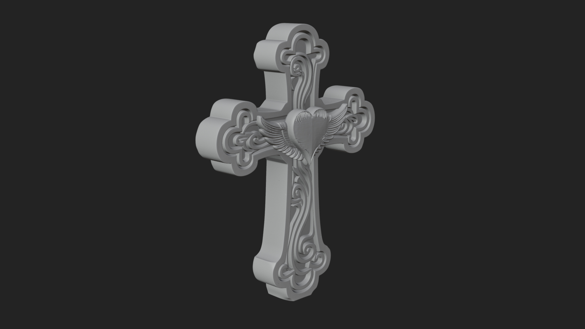 Carved Relief Wall Cross Design 222 3D Print Model 3D Model