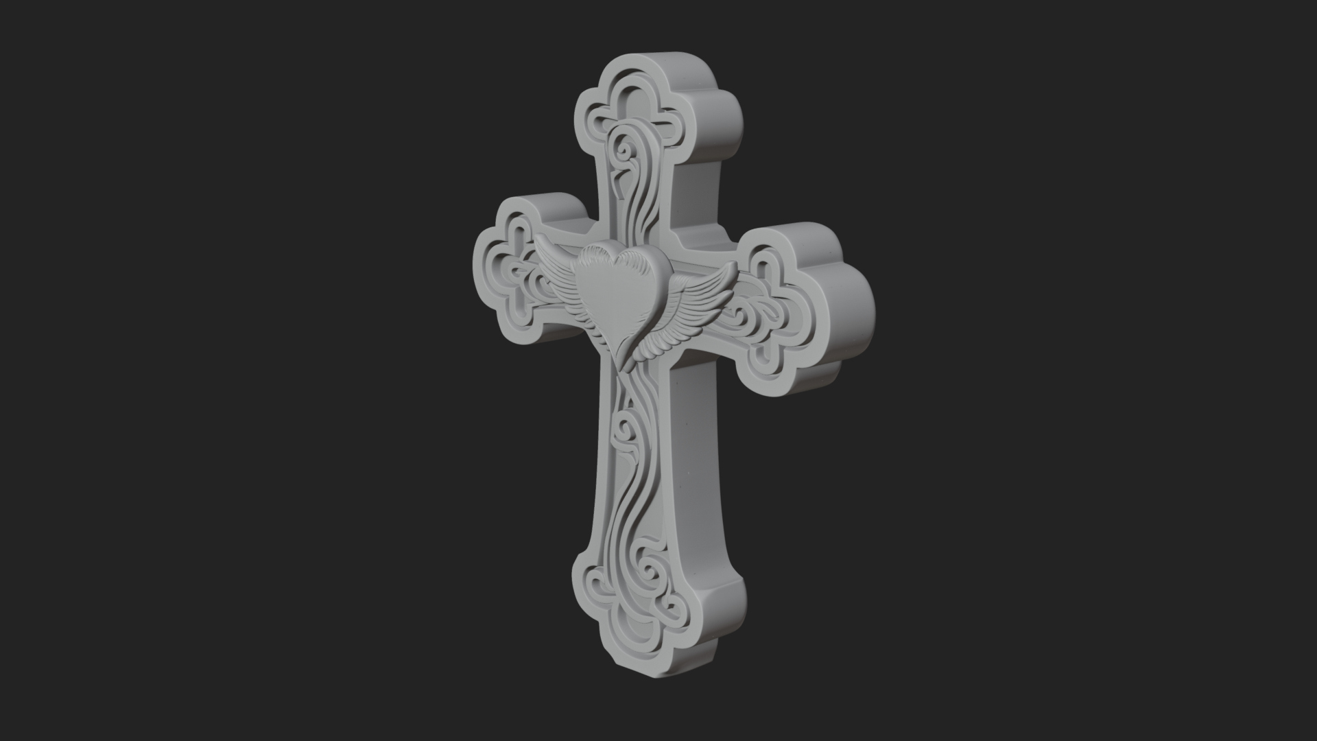Carved Relief Wall Cross Design 222 3D Print Model 3D Model