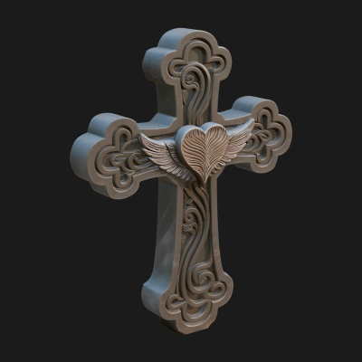 Carved Relief Wall Cross Design 222 3D Print Model