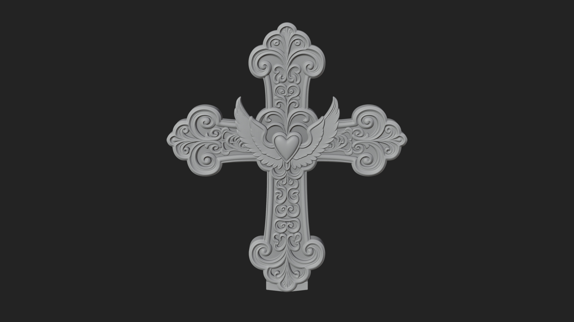 Carved Relief Wall Cross Design 223 3D Print Model 3D Model