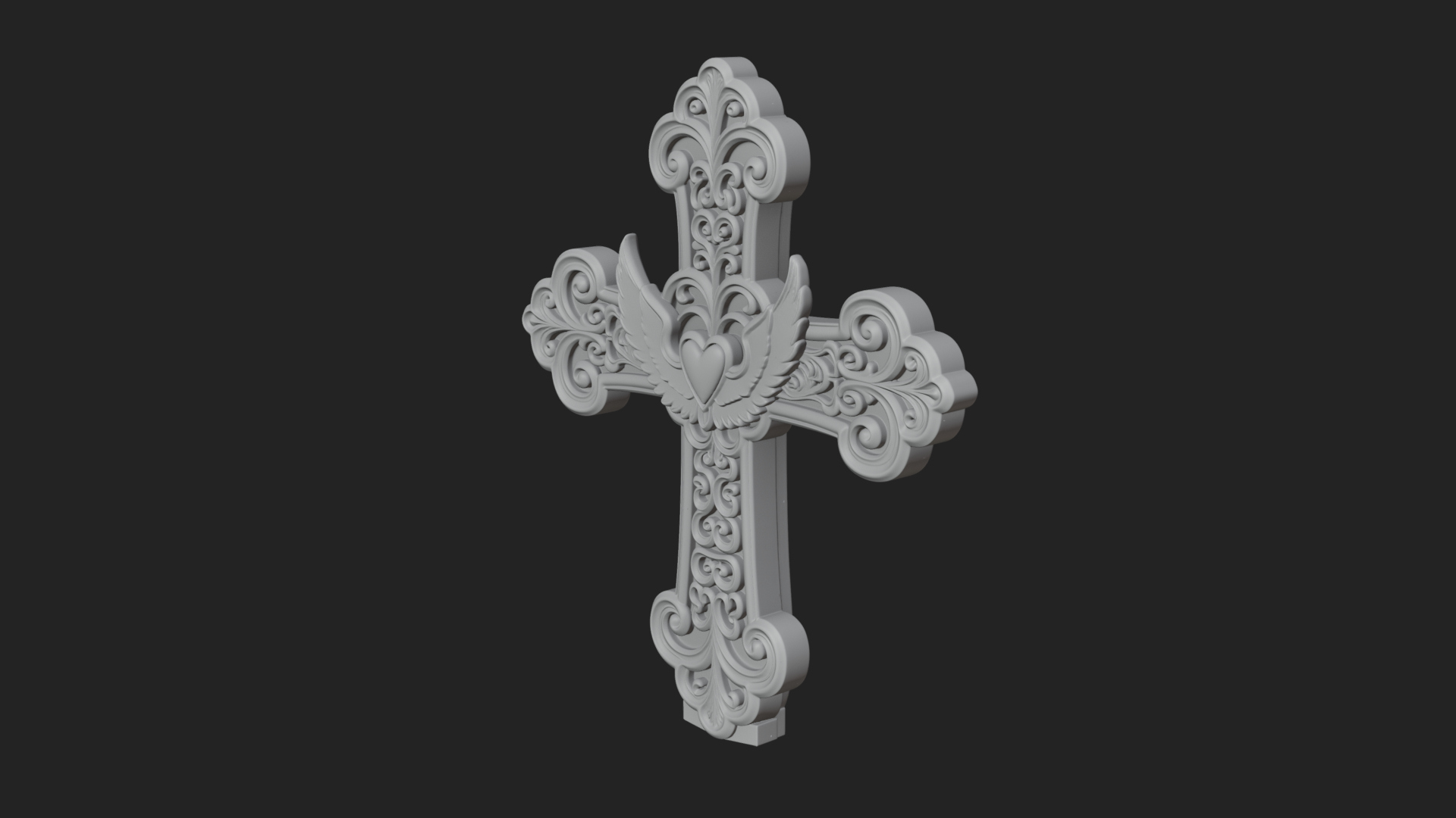 Carved Relief Wall Cross Design 223 3D Print Model 3D Model