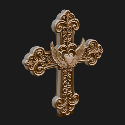 Carved Relief Wall Cross Design 223 3D Print Model