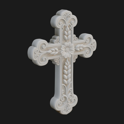 Carved Relief Wall Cross Design 226 3D Print Model