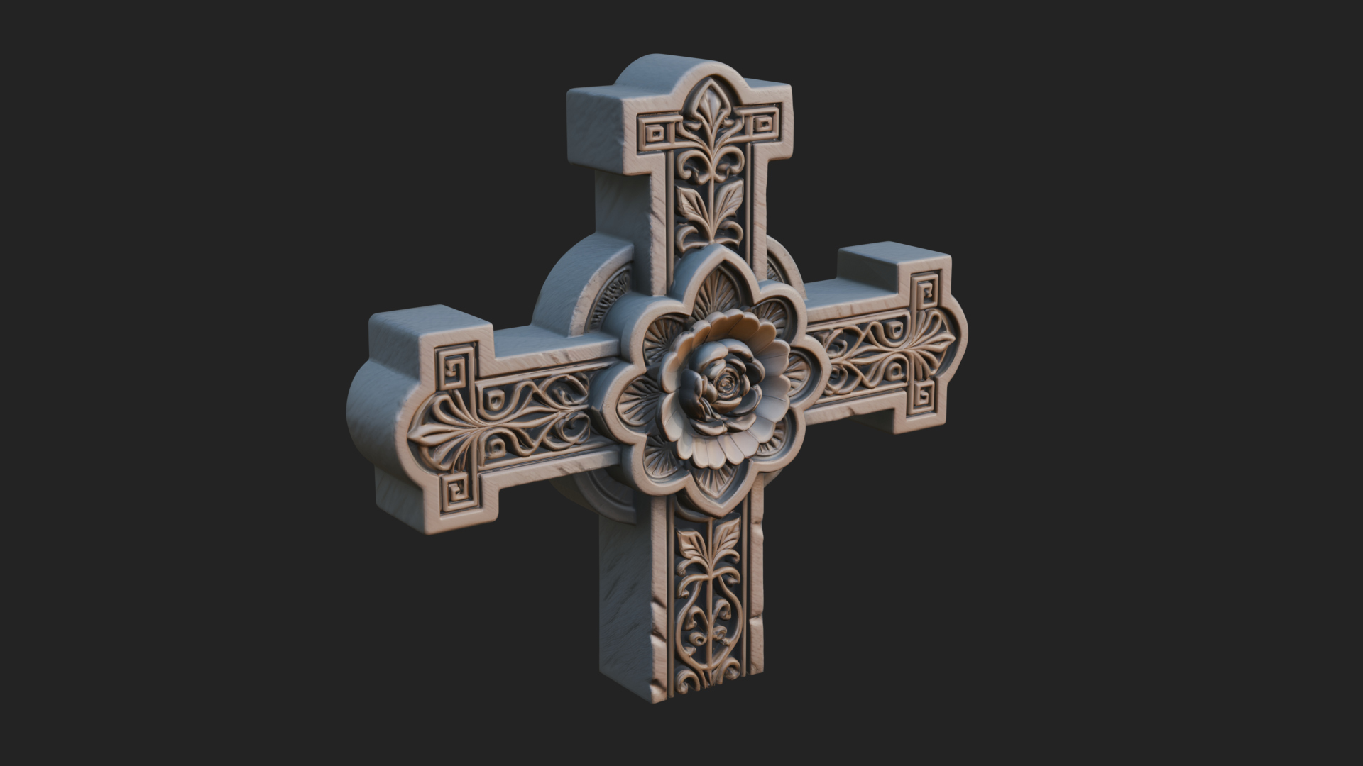 Carved Relief Wall Cross Design 227 3D Print Model 3D Model