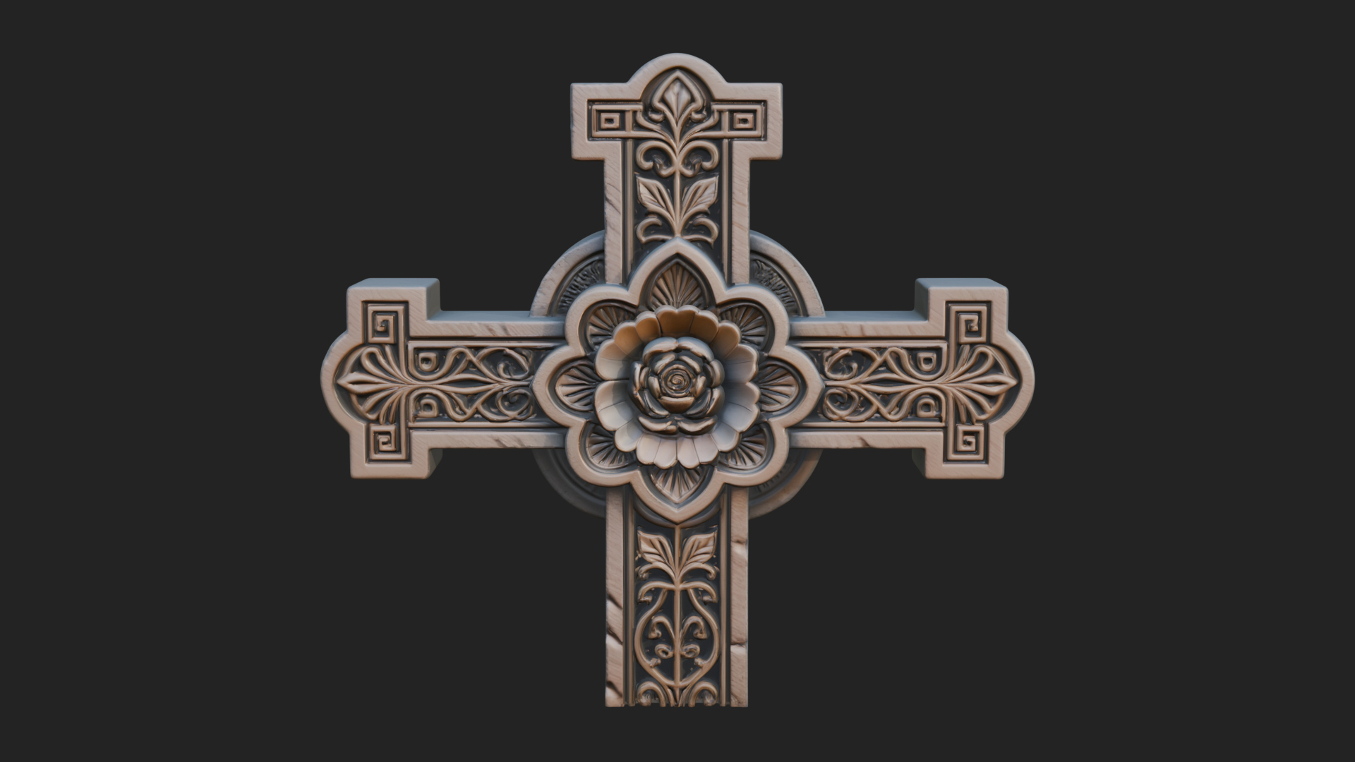 Carved Relief Wall Cross Design 227 3D Print Model 3D Model