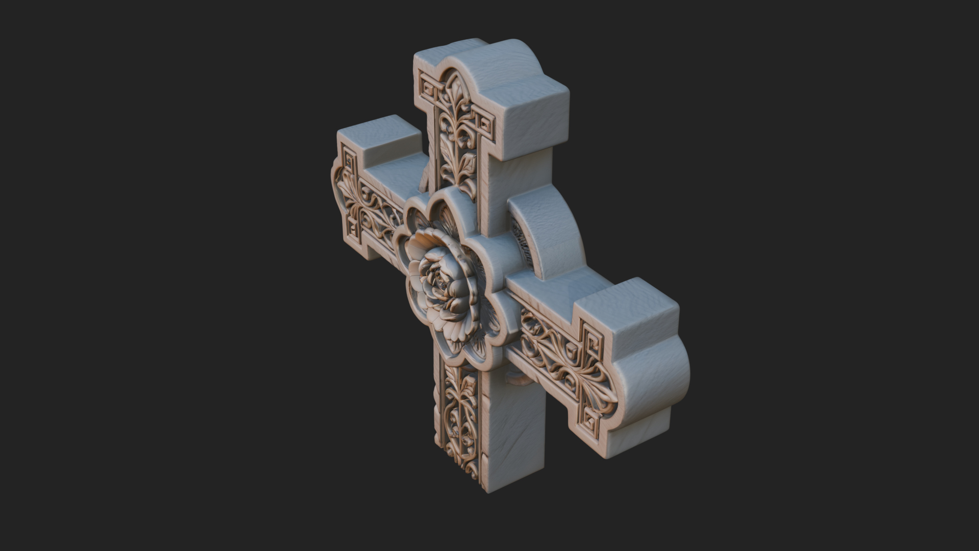 Carved Relief Wall Cross Design 227 3D Print Model 3D Model