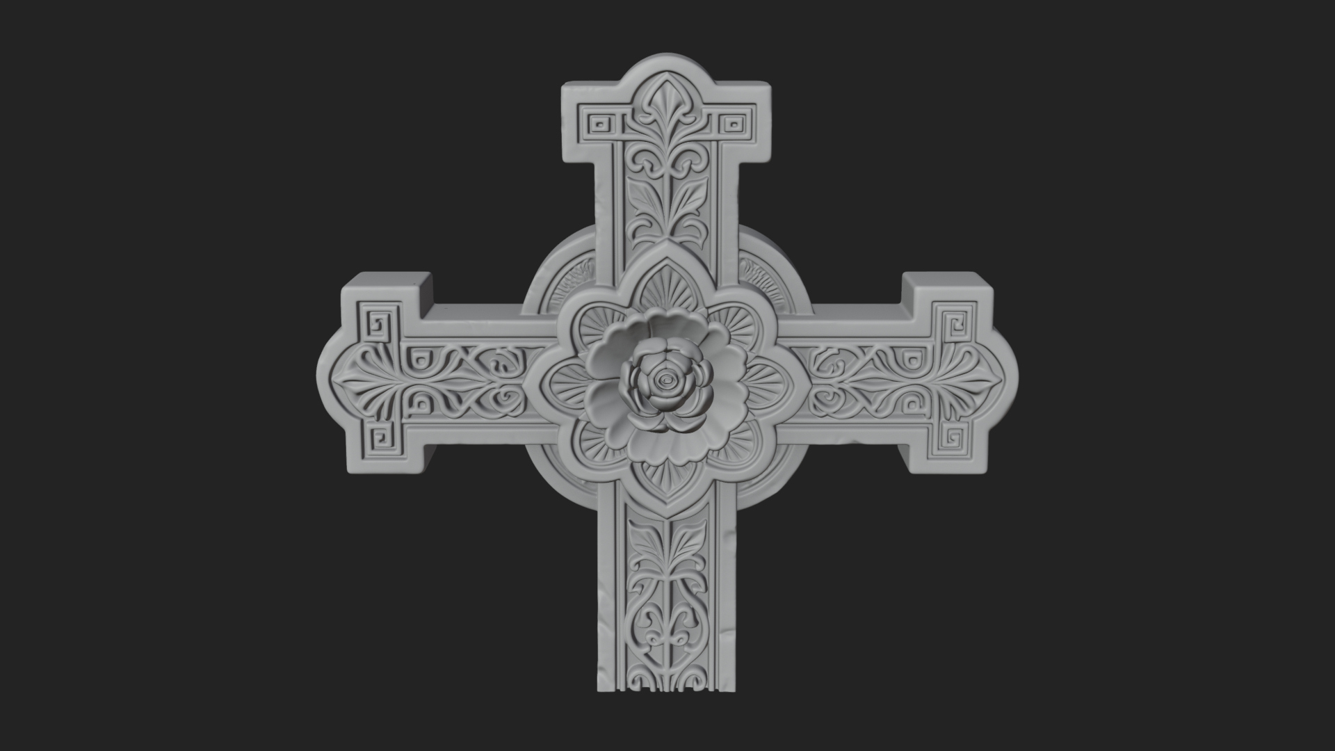 Carved Relief Wall Cross Design 227 3D Print Model 3D Model